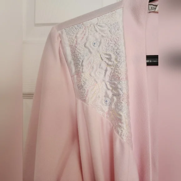 VTG Dominique Grannycore 80's Pink Soft Polyester Robe/House Coat Size L - Picture 3 of 8